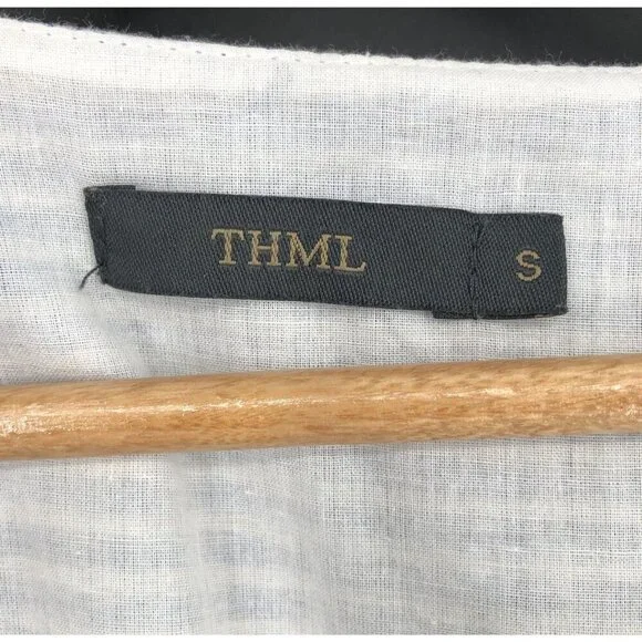 THML Women's Striped Embroidered Mini Beach Dress Size S Coastal Summer Tassels - Picture 3 of 9